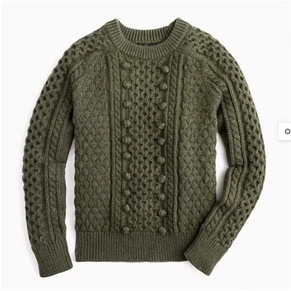 J. Crew Popcorn Cable Knit Green Sweater NWT M 362 - Picture 2 of 8
